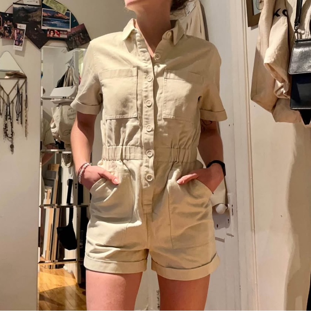 NWT Twik Cream Cotton Button-Up Romper